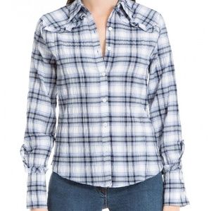 Max Studio womens plaid long sleeves causal top